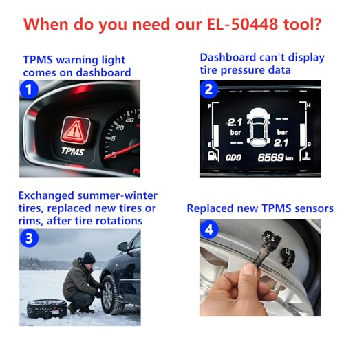 EL-50448 Chevy TPMS Reset Tool Relearn for 100+ GM Models Battery Included - size: Battery Included
