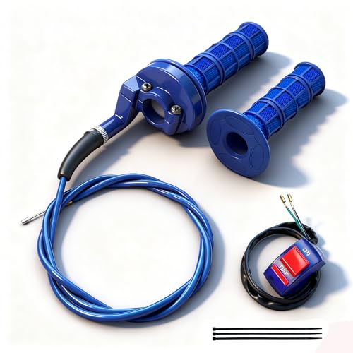 YRHHBYH 7/8 22mm Twist Throttle Accelerator Handle Grips for Pit Bike Mini Bike Throttle Cable Kit 4-Stroke Dirt Bike Pocket Bike for 50cc 90cc 110cc 125cc150cc 200cc 250cc (Blue) - color: Blue