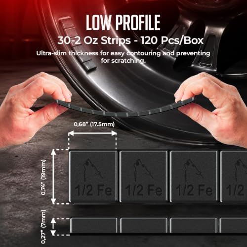 Wheel Accessories Parts 1/2 Oz. 0.50 Oz. Black Low Profile Stick-On Adhesive EasyPeel Tape Wheel Balancing Weights 1.70 kgs 3.75 lb Box US Made Tape 120 Pcs per Box - size: 120 Pcs Black, style: 1/2 Oz Segment