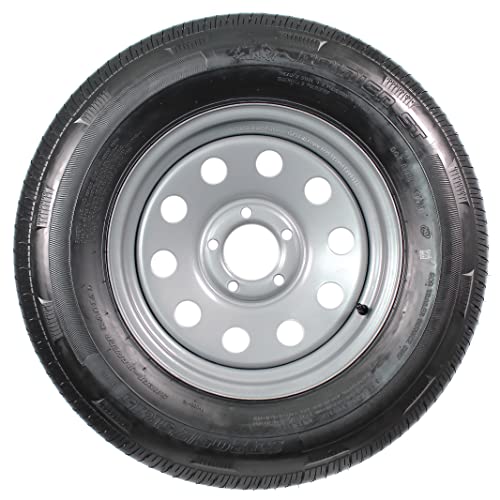 eCustomrim Radial Trailer Tire Rim Assembly ST205/75R15 Load C 5 Lug Silver