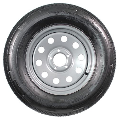 eCustomrim Radial Trailer Tire Rim Assembly ST205/75R15 Load C 5 Lug Silver