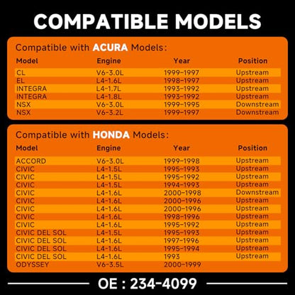 Upstream O2 Sensor Set | Direct Replacement for Acura/Honda 1.5L-3.5L 1992-2000 | OE 234-4099 - size: 234-4099