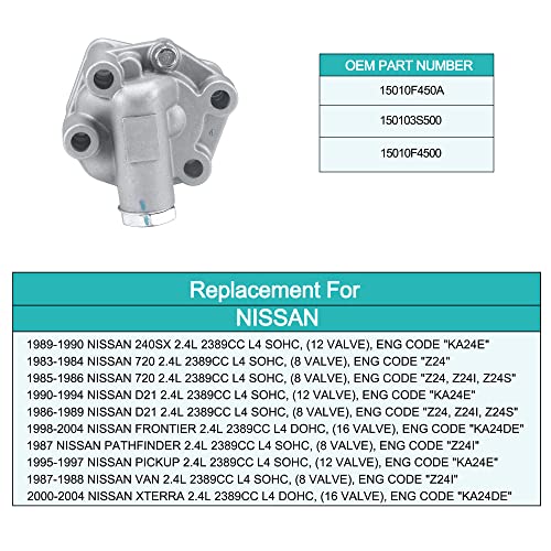 AULINK 15010-F450A Oil Pump High Pressure Fits 1983-2004 For Nissan 240SX 720 D21 Pickup Frontier Pathfinder Xterra Z24 KA24E K24DE 1.6L 1.8L 2.0L 2.2L 2.4L 2.8L