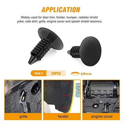 GOOACC GRC-18 100PCS 7mm 8mm 10mm Nylon Push Expansion Screws Replacement Kit,Bumper Fastener Rivet Clips GM 21030249 Ford N807389S - color: 100 Clips