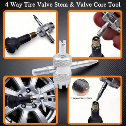 Tire Valve Stem & Core Removal Replacement Installation Tool Kit