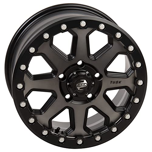 TUSK 5/114.3 (5/4.5) Uinta Beadlock Wheel 15x7 6.0 + 1.0 Compatible with Polaris RZR Pro R/Turbo R/Pro S/XP S/Xpedition - color: GunMetal/Black