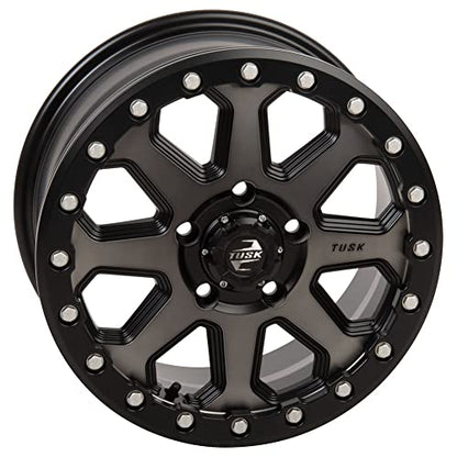 TUSK 5/114.3 (5/4.5) Uinta Beadlock Wheel 15x7 6.0 + 1.0 Compatible with Polaris RZR Pro R/Turbo R/Pro S/XP S/Xpedition - color: GunMetal/Black