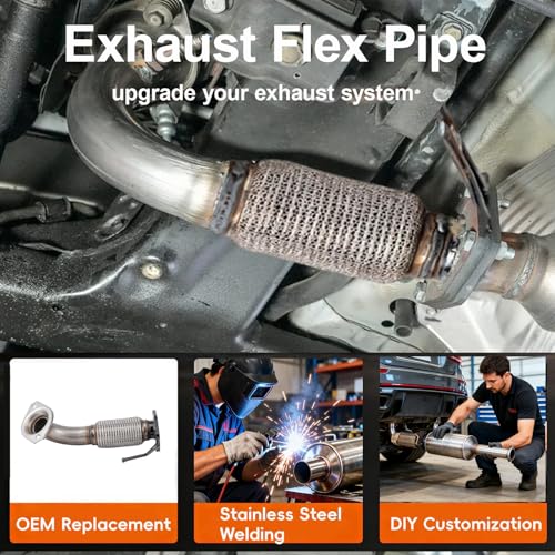 100% Stainless Steel Front Exhaust Flex Pipe 52473 - size: for 09-14 Tsx 2.4L 08-12 Accord 2.4L