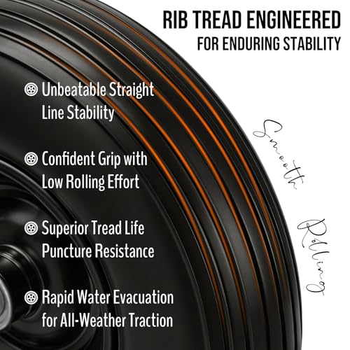 13" Flat Free 4.00-6 Tire 5/8"-3/4" Bearings for Wheelbarrow 1-Pack