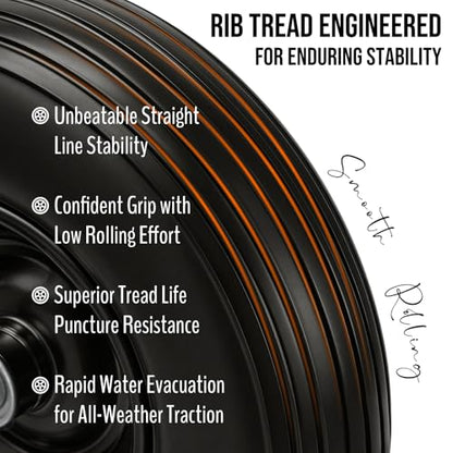 13" Flat Free 4.00-6 Tire 5/8"-3/4" Bearings for Wheelbarrow 1-Pack
