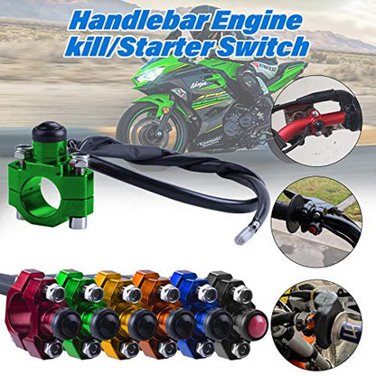ORAEVY CNC Universal Motorcycle Engine Stop Start Kill Switch Button with Mounting Backplate Compatible with Kawasaki KX250 KX450F KLX110 - Green - color: Green
