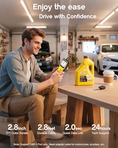 MOTOPOWER MP69033 Pro OBD2 Scanner Code Reader Check Engine Fault Light Diagnostic Scan Tool with Battery Tester - color: Yellow