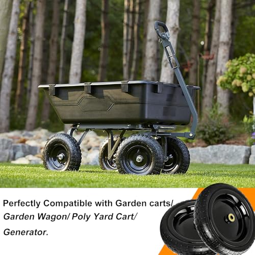 13" Flat Free Wheels Replacement for GOR Garden Cart Tires - color: Black