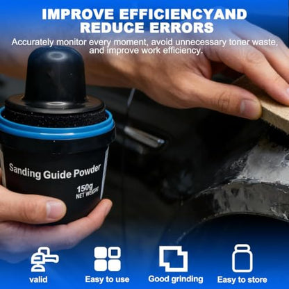 Guide Coat Auto Body, Black Dry Guide Coat Auto Body for Auto Body Sanding, Highlights Scratches, Pinholes & Low Spots, Moisture-Resistant Cap, Wet & Dry Sanding Compatible (150g)