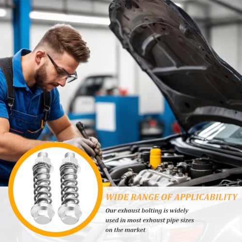 2PCS Car Exhaust Manifold Bolts, M10 × 1.5 Vehicle Flange Screws Flange Exhaust Bolts and Nuts Kit with Springs, Automotive Muffler Studs Replacement, Universal for SUV RV Truck - size: M10 × 1.5