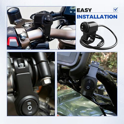 3-Speed Adjustment Motorcycle Headlight Switch 12v 7/8" 22-23mm Waterproof Motorcycle ATV UTV Handlebar On-Off-On Control（Black）