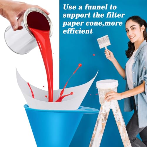 MAQIHAN 75 Paint Strainers Paper Cone - Filter with 1 Funnel for Spray Gun