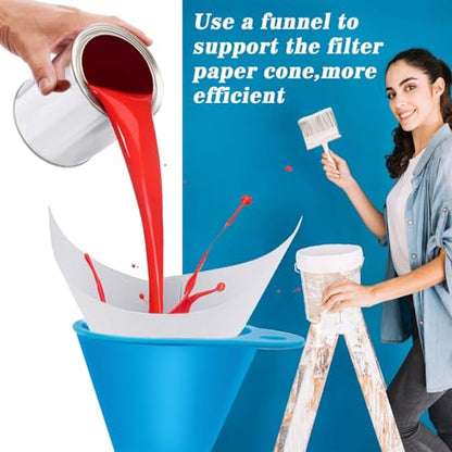 MAQIHAN 75 Paint Strainers Paper Cone - Filter with 1 Funnel for Spray Gun