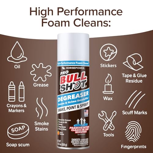 Bull Shot Degreaser Pro, Heavy-Duty Foaming Grime Remover, Residue-Free - size: 19 Ounce (Pack of 1)
