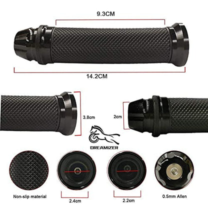 DREAMIZER Motorcycle Handle Grips Rubber Pedal Bike Scooter Handlebar Grips Modified Handlebar Throttle Turn Grip Settle - Black - color: Black