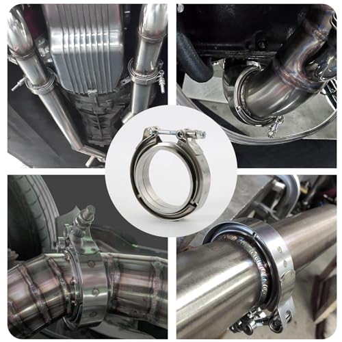 3.5" V Band Clamp w/Flange 4PCS Stainless Steel For Turbo Exhaust Downpipes - color: 4 Pcs, size: 3.5"