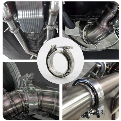 3.5" V Band Clamp w/Flange 4PCS Stainless Steel For Turbo Exhaust Downpipes - color: 4 Pcs, size: 3.5"