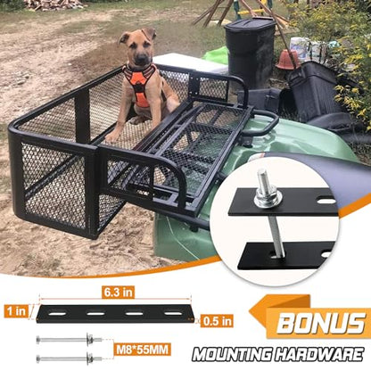 ORCISH Heavy Duty ATV Rear Drop Cargo Basket, 14" W x 41" L x 12.5" H Steel Mesh Rack with Mounting Kit, Universal ATV/UTV Storage Basket for Gear, Camping, Hunting, and Outdoor Use