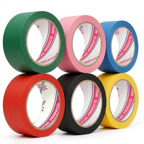 Colored Masking Tape 6 Color 6 Rolls 2 Inch 30 Yards - color: multicolor