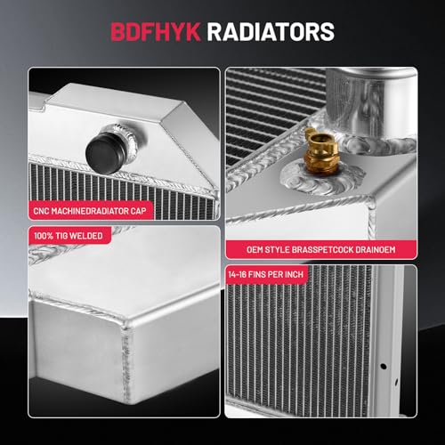 BDFHYK CU433 3-Row 44mm AA5052 Aluminum Radiator for Ford Bronco 68-79