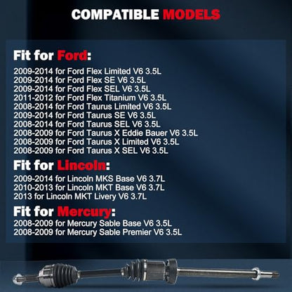 CCIYU CV Axle Shaft Assembly for Ford Flex/Taurus/X 2008-2014 - NCV11531 - size: 17-9587