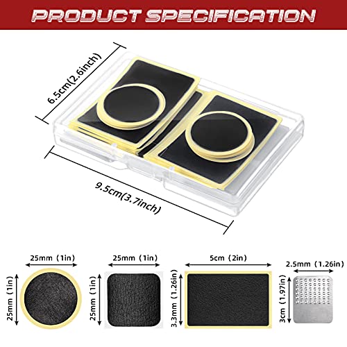 Boao 40 Pcs Bike Tire Patch Kit, Glueless Self Adhesive, 4 Metal Rasps