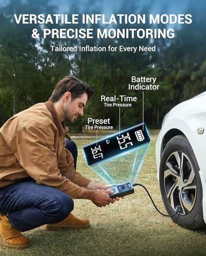 AVAPOW Portable Tire Inflator, 150 PSI Cordless Air Compressor
