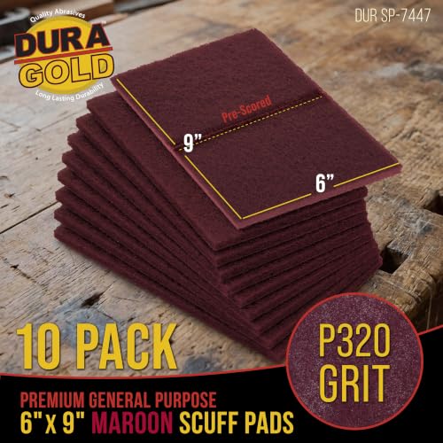 Dura-Gold 6" x 9" Maroon General Purpose Scuff Pads, Box of 10 - Scuffing - color: Maroon