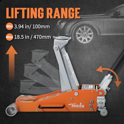 TONDA 3 Ton Low Profile Floor Jack, Aluminum Steel Hydraulic Car Jack - color: 3T Orange
