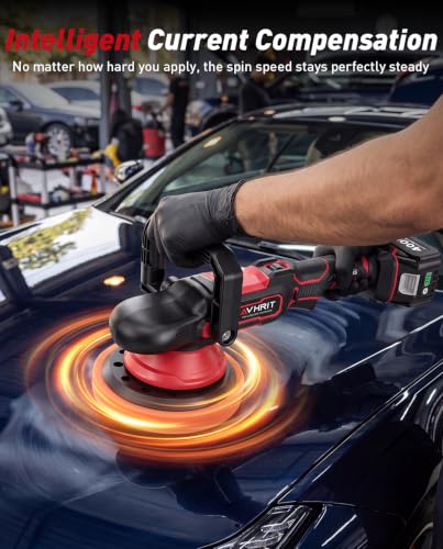 6 Inch Brushless Car Buffer Polisher with 2x4000mAh Batteries - size: 6.05 Inch