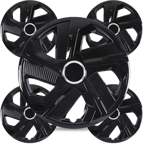 Winjet 14'' Universal Hubcaps Set of 4 Steel Wheel Rims Cover,Auto Tire Replacement Exterior Cap Wheel Rim Covers for Standard 14" Steel Wheels,Snap-On(14 Inch,PP Material,Black Lacquer) - color: Black Lacquer(5180-BL-14), size: 14 inch