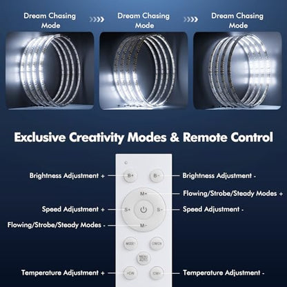 Ehaho 17" Super Bright Double Row Pure White Wheel Lights, Wheel Ring Lights with Remote Control and Turn & Braking Signal Compatible with Various Trucks SUV Car（4PCS） - size: 4 Wheel-17" 2-Row Pure White
