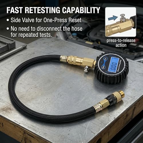 Digital Compression Tester Kit 300 PSI - Automotive Gasoline Engine Cylinder Compression Gauge with Adapters & Hose, Professional Diagnostic Tool for Car, Motorcycle, Small Engine