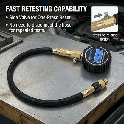 Digital Compression Tester Kit 300 PSI - Automotive Gasoline Engine Cylinder Compression Gauge with Adapters & Hose, Professional Diagnostic Tool for Car, Motorcycle, Small Engine