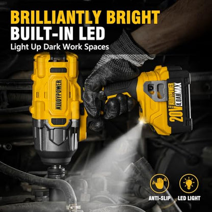1500 FT-LBS(2000N.M) Cordless Impact Wrench, 1/2" High Torque - size: 1500Ft-lbs /2x Battery