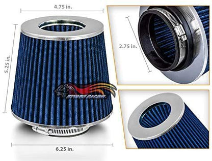 Rtunes Racing 2.75-Inch 70mm Washable Dry Clamp-On Cone Air Filter, Blue - size: Standard 2.75"