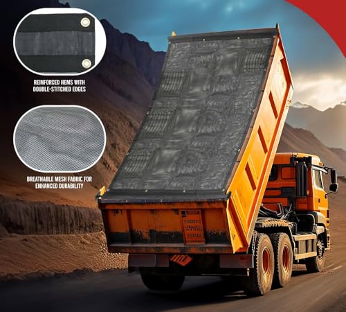 Mytee Products 7' x 16' Dump Truck Vinyl Coated Mesh Tarps Cover with 5 Inch 18oz Double Pocket - size: 7 ft x 16 ft