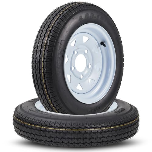 GarveeTech 2PCS 4.80-12 4.80x12 480-12 Trailer Tires with 12 inch Rims, 2 Pack 4.80 12 Tires 5 Lug on 4.5 inch, Center Bore 2.95", 6PR, Muti Function Lawn Mower & Tractor Turf & Boat Tire - size: 4.80-12, style: 5 lug