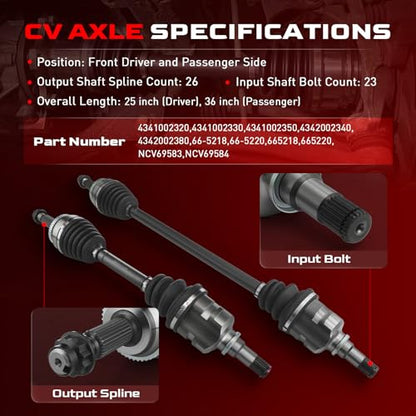 Betthand Front CV Axle Set Fit for 2003-2008 Toyota Corolla 665218 665220 - size: 665218+665220