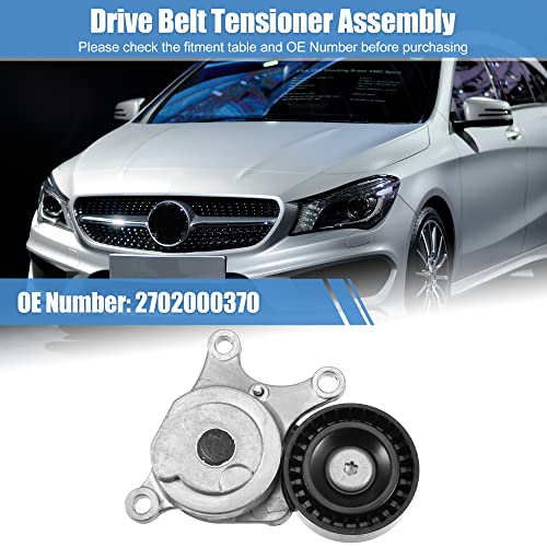 X AUTOHAUX Drive Belt Tensioner Assembly Belt Tensioner for Mercedes-Benz W270 CLA250 CLA45 AMG GLA250 2702000370 Metal Black Silver Tone