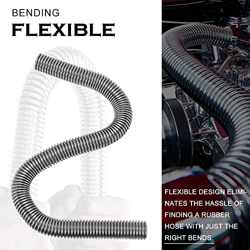 Hypertune 24" Stainless Steel Radiator Flexible Coolant Water Hose Kit W/Cap Clamp Silver - size: Silver-24inch