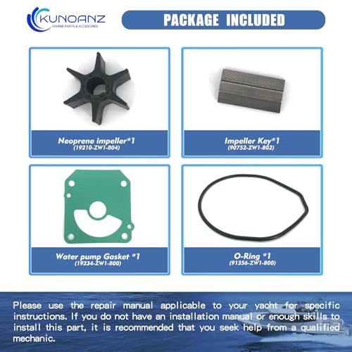 06192-ZW1-000 Water Pump Impeller Kit for Honda 75-130 HP 4 Stroke - size: BF75/90/115/130
