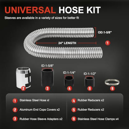24" Stainless Steel Radiator Flexible Coolant Water Hose Kit - color: Silver, size: 24 Inch
