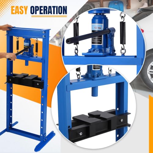 12T Hydraulic Press, Heavy-Duty h-Frame Garage Floor Hydraulic Shop Press - color: Blue