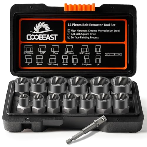 Bolt Extractor Kit,13Pcs Stripped Bolt Extractor Set for Impact Bolt&Nut - size: 14 PCS